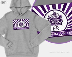 Retro Purple Platinum Jubilee 2022 Hoodie Queen Elizabeth II Hoody Jumper UNISEX