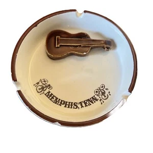 Tennessee Memphis Ashtray Vintage (Chipped) Ceramic Cigarette Souvenir Guitar - Picture 1 of 5