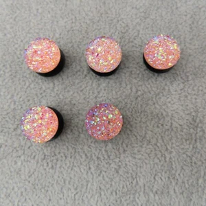 LIGHT PINK Faux Druzy Shoe Charms for Shoes Wristbands Set 5 Blush Luxury Bling - Picture 1 of 6