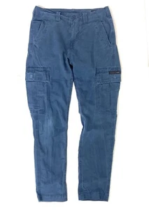 Superdry Pantalón Cargo Azul Lona Tareas Bolsillos Desgastados Informal W30 L29 - Imagen 1 de 15