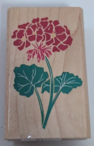 Vintage Wood/Rubber Stamp Geranium Spring Flower - Picture 1 of 6