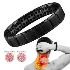 Neu Edelstahl Schwarz Germanium Magnet Kette Glieder Armband für Damen Herren - Bild 1 von 1