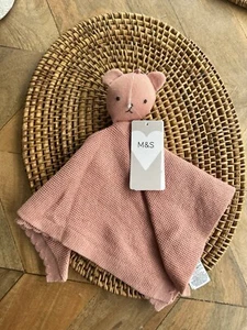m&s teddy bear Soft Toy Comforter pink Knitted bnwt new 22053756 marks soother - Picture 1 of 10