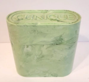 Clinique Cosmetic Storage Container Box Case Plastic Green Marble Vintage - Picture 1 of 6