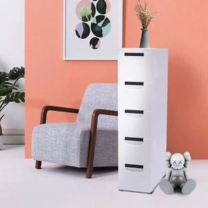 Vertical Tall Dresser Storage Tower With 5 Drawers Fabric Organizer Wardrobe - Picture 1 of 10