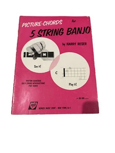 Vintage 1962 Picture-Chords for 5 String Banjo by Harry Reser Music Book - Picture 1 of 2