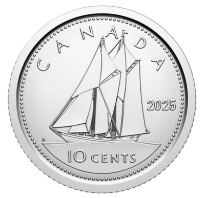 Canada 2025, King Charles III, 10 Cent Coin, Dime, from First Strike Roll, BU — 第 1/2 张图片