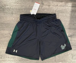 New Womens Under Armour USF Bulls Loose Fit Heat Gear Shorts Black Green Small - Picture 1 of 8
