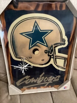 Rare Large Vtg Artist Accent NFL Dallas Cowboys Quartz Wall Clock 21” X 15” - Image 1 of 2
