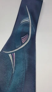 Cravatta uomo vintage Don Loper 57,25" nastro blu viola Beverly Hills - Foto 1 di 8