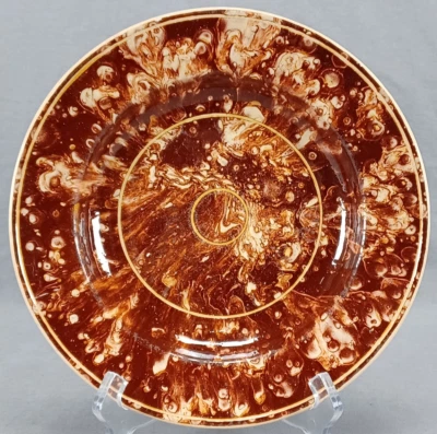 Antique French Brown Marbleized Mocha Creamware 9 Inch Plate Circa 1790-1820 - Image 1 of 4