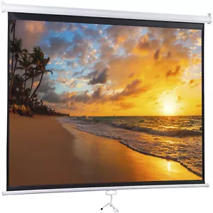 Manual Pull Down Projection Screen Matte White Home HD Movie Theater 72" 4:3 - Picture 1 of 24
