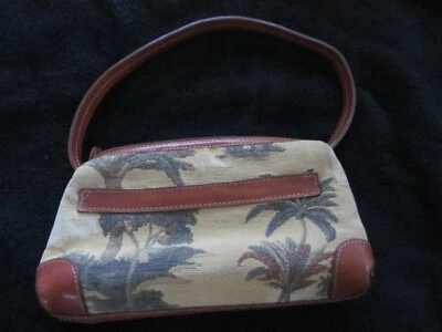 Bolsa de mão feminina TOMMY BAHAMA tecido e couro Aloha casual pequena - Imagem 1 de 4