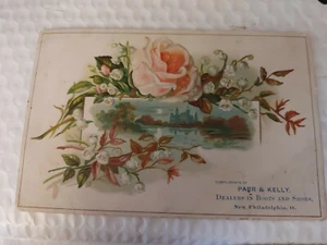 Botas y zapatos vintage victorianos Trade Card Parr & Kelly nuevos Philadelphia Ohio - Imagen 1 de 2