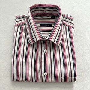BURBERRY London Men Pink Black Striped Long Sleeve Button Down Cotton Shirt L - Picture 1 of 11