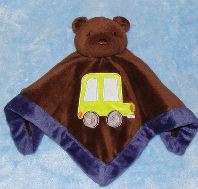 Manta de seguridad de oso de peluche con adornos marrones y azules Tiddliwinks amarilla para coche camión Foto 1 de 3