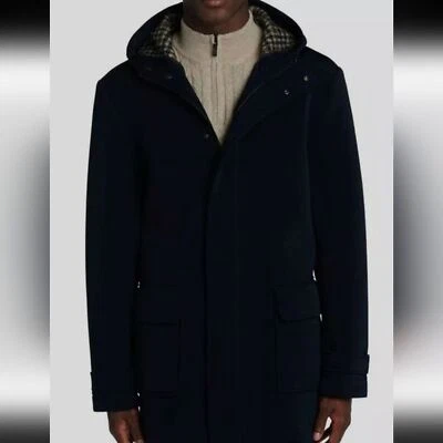 Bugatchi Navy Hooded Stretch Bomber Zip Up Jacket Coat Size S - Image 1 of 4