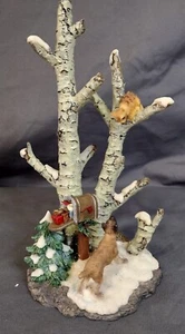 Holiday Time Sammlerstück Deluxe Dorf Zubehör handbemalt Hund und Katzenbaum - Bild 1 von 6