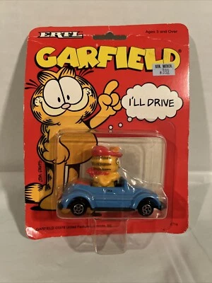 ERTL Garfield I'll Drive 1990 coche azul fundido a presión coleccionable nuevo en paquete Foto 1 de 4