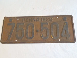 1928 Pennsylvania License Plate Tag 750504 - Picture 1 of 1