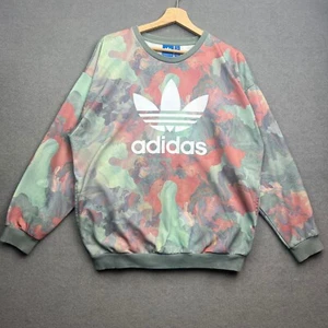 Adidas Sweatshirt Women UK 12 Originals Camo Pastel Marble Trefoil Oversized - Picture 1 of 13