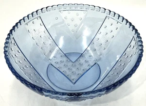 Große blaue Nagel Servierschüssel Glas Jakobsmuschel gewellter Rand Kobalt geprägt 9,5" - Bild 1 von 13