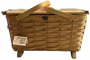 Peterboro großer Aufbewahrungskorb mit Fuß handgewebt Handarbeit mit Harthölzern - Bild 1 von 8