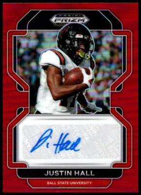 2022 Panini Prizm Draft Picks Autograph Red Justin Hall 135/199 - Image 1 of 2