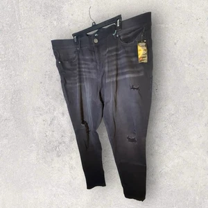 LuLaRoe Skinny Fit Jeans Sz 44 (23/24W) Black Stretch Distressed Denim NEW NWT - Picture 1 of 6