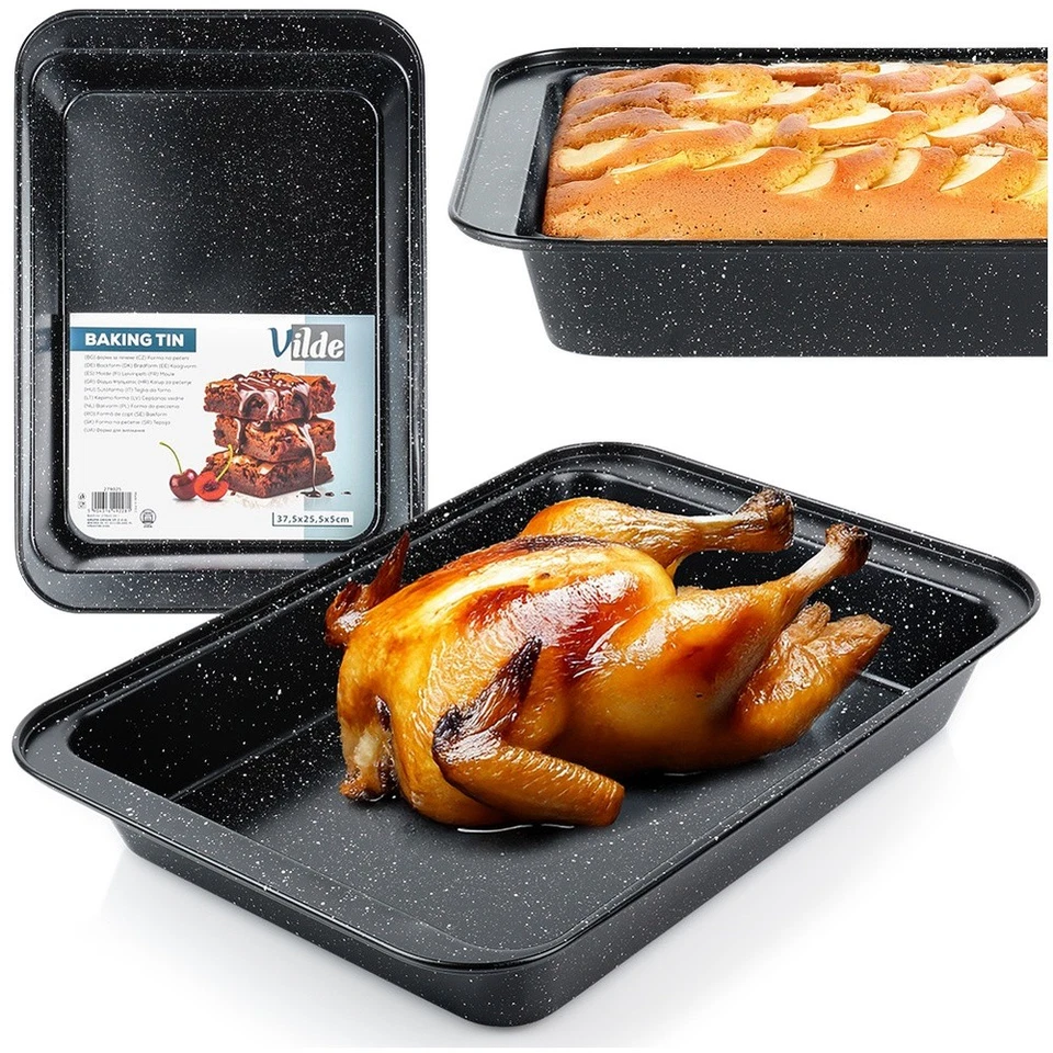 Backblech Ofenblech Kuchenblech Backform mit Granitbeschichtung 37,5x25,5x5 cm - Bild 1 von 4