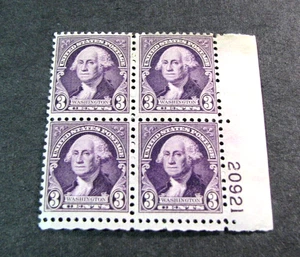 US Stamp Plate Block Scott# 720 Washington 1932 MNH Has a little gum skip H374 - Picture 1 of 2