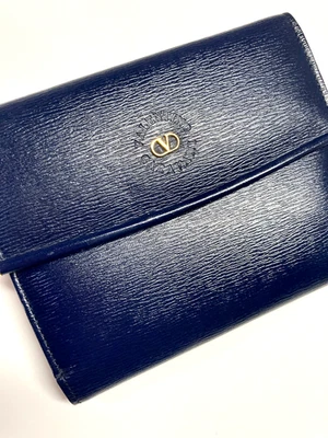 VALENTINO GARAVANI VINTAGE LOGO CARTERA DE CUERO TRIPLE ITALIA AZUL REAL - Imagen 1 de 4