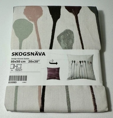 Funda de Almohada IKEA SKOGSNÄVA Reversible Natural Bronceado Floral 20" x 20" Foto 1 de 2