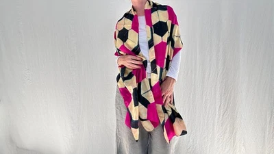 Shibori Silk Shawl, Wrap, Scarf. Clamp Dye. Gujarat, India. - Image 1 of 4