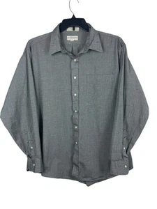 VTG 90s Hathaway Sterling Pinpoint Gray Long Sleeve Button Up Shirt 18-36 - Picture 1 of 11