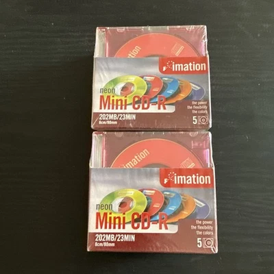 New Imation Mini Disks CD-R  2 - 5 Pack Lot With Neon Jewel Cases (10 discs) - Image 1 of 4