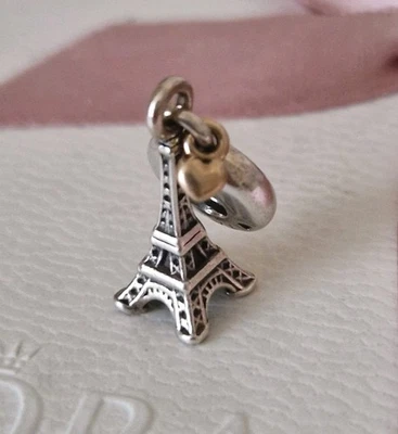 Genuine Pandora Silver & 14K Gold Eiffel Tower Dangle Charm Limited Edition  - Image 1 of 4
