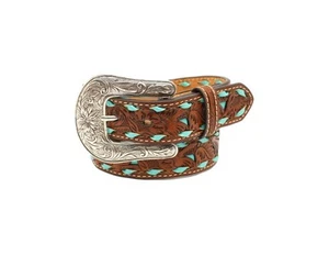Nocona Western Belt Girls Floral 1 1/4" Wide Underlay 20 Tan N4439608 - Picture 1 of 1