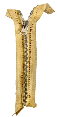 Vintage Zipper 6" Closed Brass ZIK Brand 1950s Kahki Muslin Tape Made in Egypt - Image 1 of 4