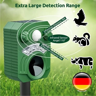 Ultraschall Vogelabwehr Ultraschall Solar Vogelschreck Taubenschreck Tierabwehr - Bild 1 von 4