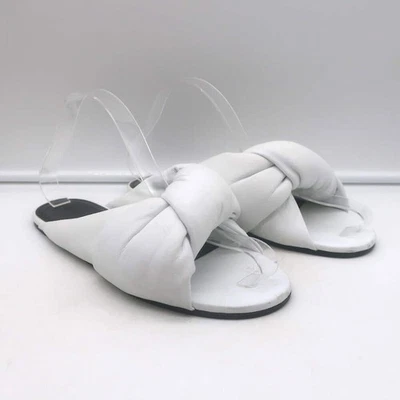 Balenciaga Drapy Knotted Slide Sandals White Leather Size 39 - Image 1 of 4