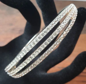 Vintage Avon NRT Silver Tone Rhinestone Cuff Bangle Hinge Bracelet 2.5” - Picture 1 of 6