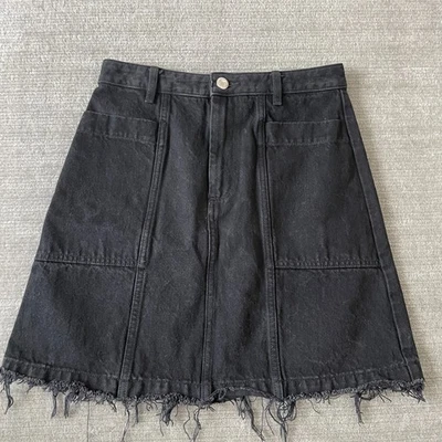 Falda APC Mujer 36 EE. UU. 2 Negra Denim Dobladillo Crudo Algodón Informal Una Línea Minimalista Foto 1 de 4