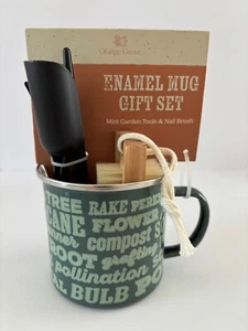 Orange Grove Enamel Mug Gift Set Mini Garden Tools & Nail Brush - Picture 1 of 3
