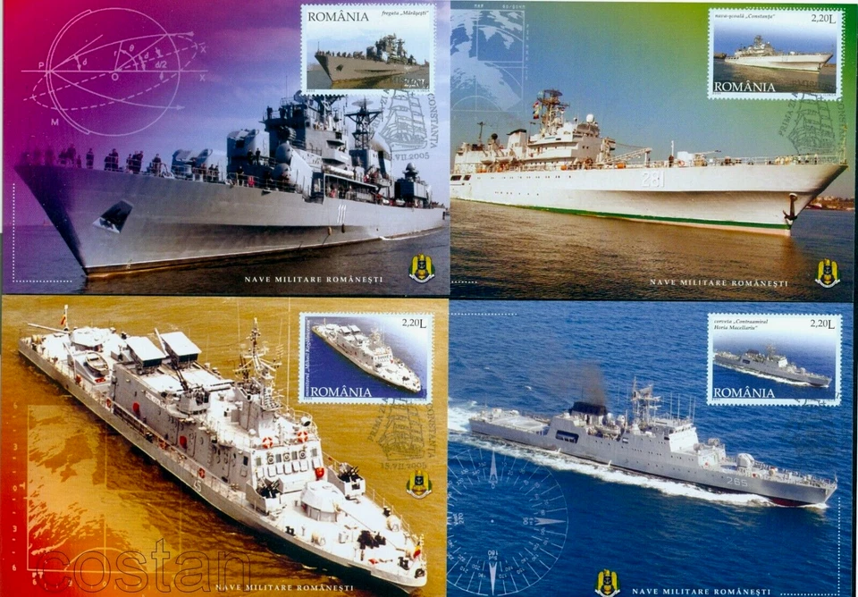 Maxi tarjetas 2005 militares/de guerra, marina, ejército, Navires de Guerre, Rumania, 5967, FDC Foto 1 de 1