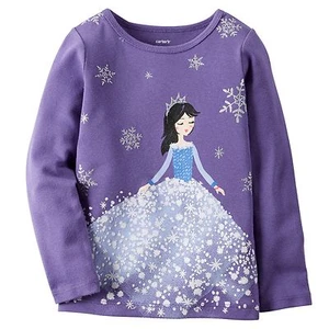 Carter's Girl Long Sleeve "Snow Princess" T-Shirt; Purple (3M) - Picture 1 of 1