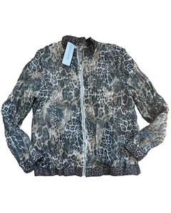 NEW CHICO’S Reversible Animal Print Zip Closure Jacket Coat sz 1 - Picture 1 of 7