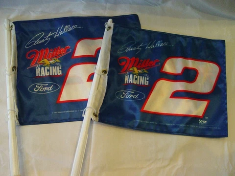 2 RUSTY WALLACE MILLER FORD FLAGS NASCAR # 2 TRUCK CAR VEHICLE AUTO RACING FLAG Cover