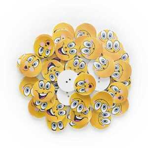 30pcs Smiling Round Wood Buttons for Sewing Scrapbooking Cloth Home Decor 25mm