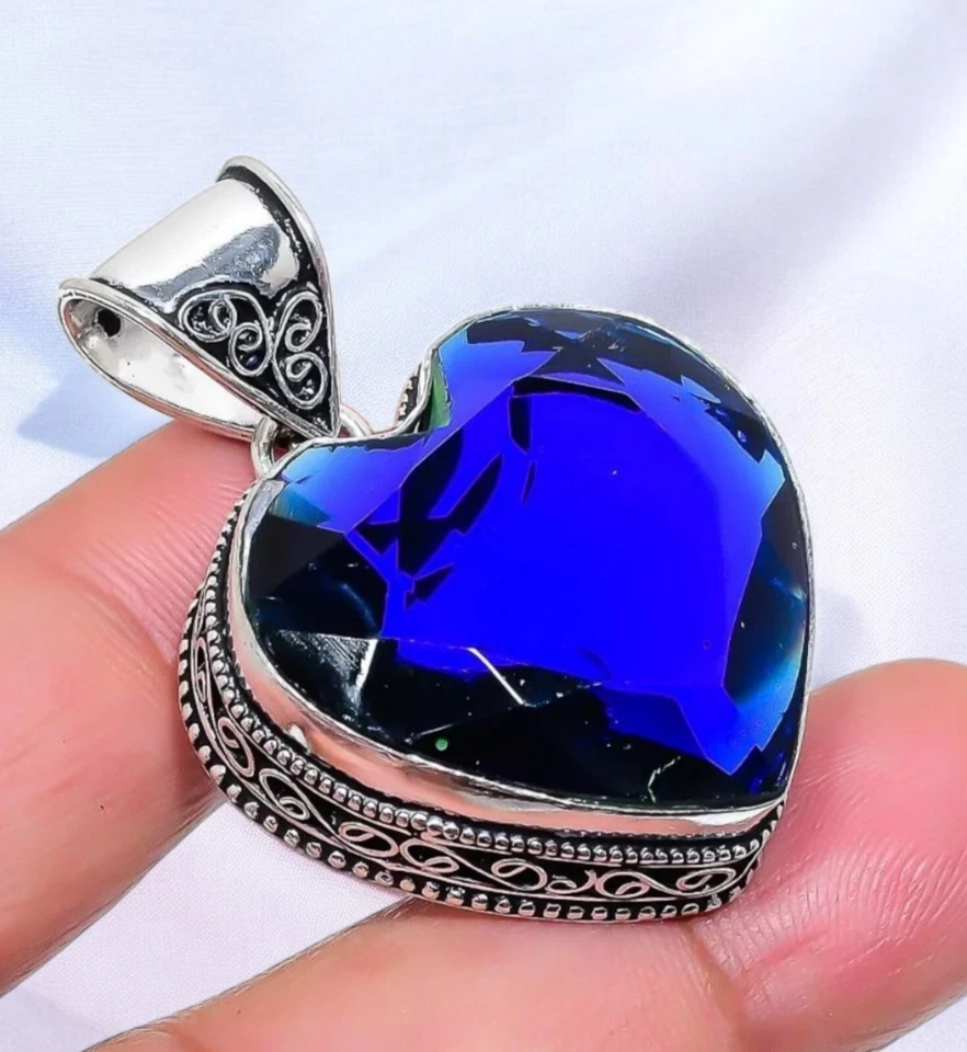 Tanzanite Heart gemstone handmade 925 sterling silver jewelry pendant - Image 1 of 1